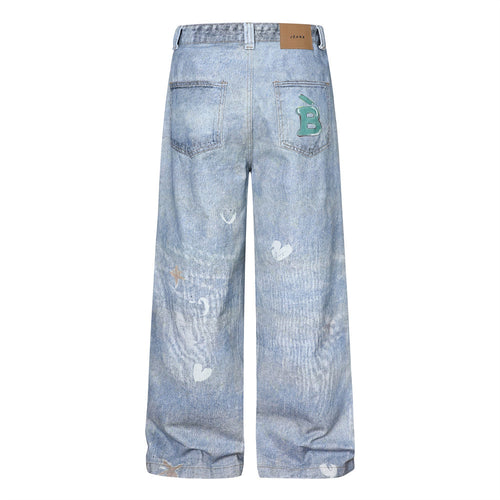 Fun Dog Cartoon Printed Cowboy Pants