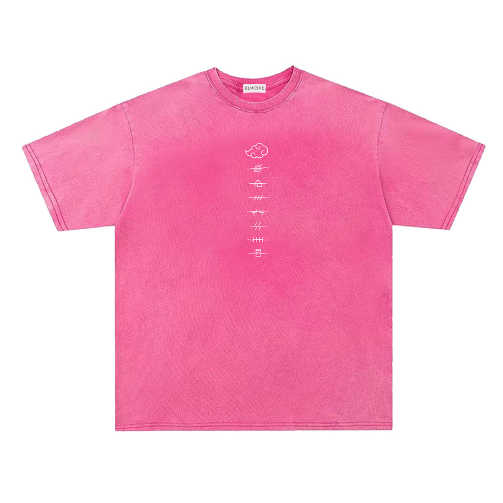 Street Style Casual Red Ink Print Short Sleeve T-Shirt Unisex Couple