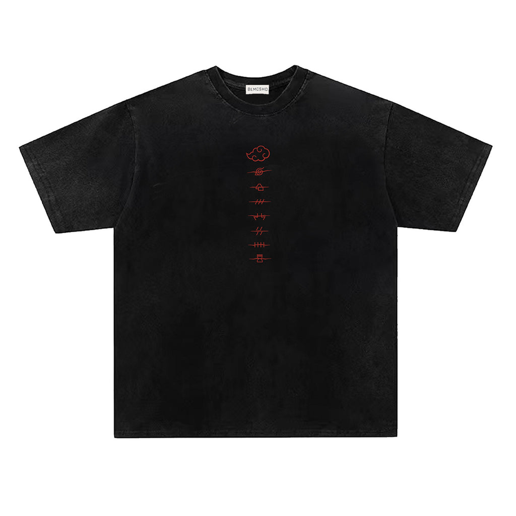 Street Style Casual Red Ink Print Short Sleeve T-Shirt Unisex Couple